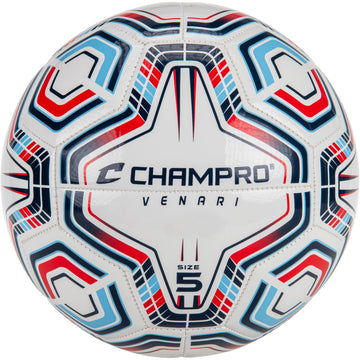 CHAMPRO Venari 20 Panel Soccer Ball, Navy/Light Blue/Scarlet, 3