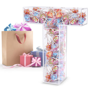 7Penn Acrylic Fillable Letter T - Letter Shaped Acrylic Candy Box for Wedding Candy Dessert Table or Home Decoration - Clear Box Monogram Candy Dish Letter Boxes Treats for Party Favors and Decor