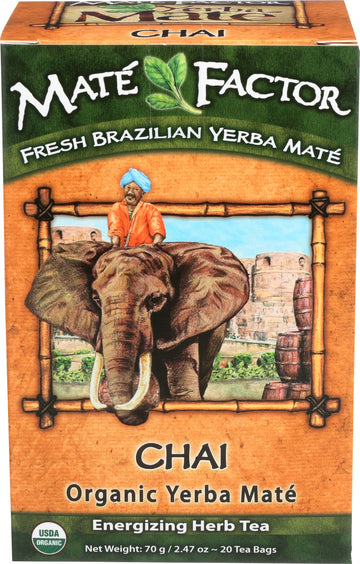 THE MATE FACTOR Organic Chai Yerba Mate Teabags, 20 CT