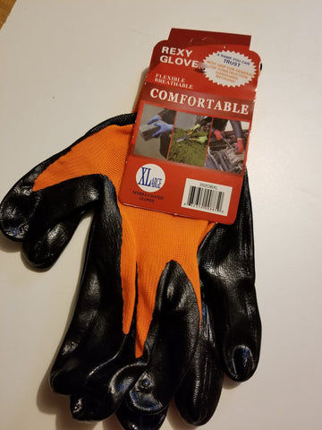 Rexy Nitrile Coated Flexible Breathable and Comfortable Orange Work Gloves (Extra Large)