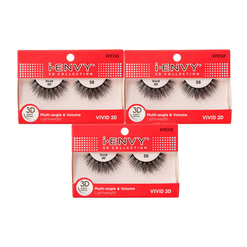 i-ENVY 3 Pairs False Eyelashes 3D Collection Multi-angle & Volume Lightweight Vivid 3D Lashes (KPEI58)