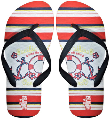 Brisa Anchor Girl's Flip Flop Sandal Red, 12/13