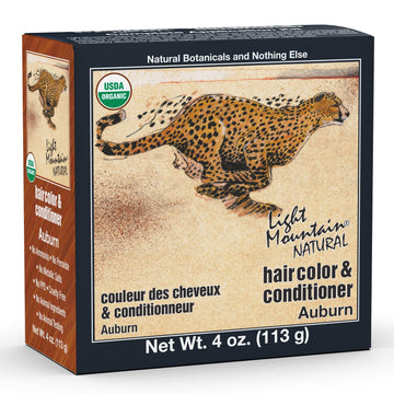 Light Mountain Henna Hair Color & Conditioner - Auburn Hair Dye for Men/Women, Organic Henna Leaf Powder and Botanicals, Chemical-Free, Semi-Permanent Hair Color, 4 Oz