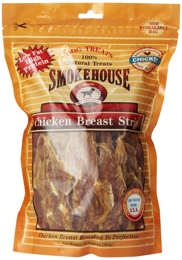 Smokehouse 100-Percent Natural Chicken Breast Strips Dog Treats, 16-Ounce