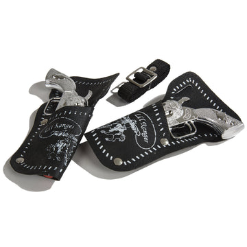 PARRIS CLASSIC QUALITY TOYS EST. 1936 - Li'l Ranger Double Holster Set - Solid Die-Cast Metal Cap Pistols with Plastic Grips, Decorated Vinyl Holsters with Belt, Play Action Toy, 5.5" Long