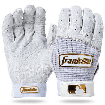 Franklin Sports MLB Baseball Batting Gloves - Pro Classic Batting Gloves for Baseball + Softball - Adult Men's + Youth Pairs - White + Gold - Adult Extra Large
