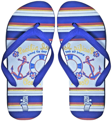 Brisa Anchor Girl's Flip Flop Sandal Blue, 3/4