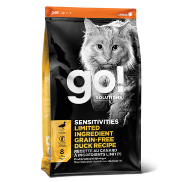 Go! Solutions Sensitivities Limited Ingredient Duck Grain-Free Dry Cat Food, Chicken-Free Kibble Made by Experts for Sensitive Stomachs & Food Allergies, for Kittens, Adults, & Seniors, 3 lb Bag