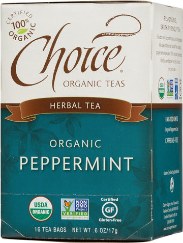Choice Organic Teas Caffeine Free Herbal Tea, Peppermint, 16 Count