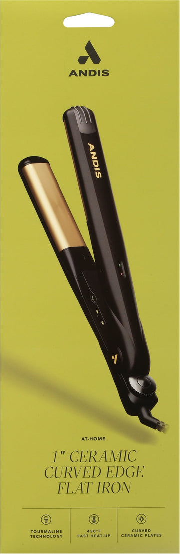 ANDIS 1" Ceramic Curved Edge Flat Iron, Black