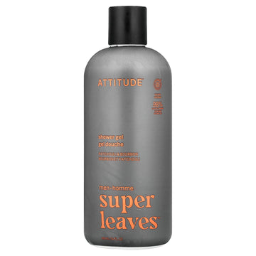 ATTITUDE Super Leaves, Shower Gel, For Men, Patchouli & Bourbon, 14 fl oz (415 ml)