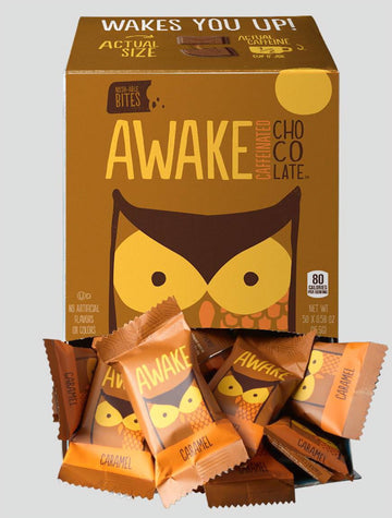 AWAKE Caramel Chocolate Candy Bites, 0.58 Oz, 50 Ct