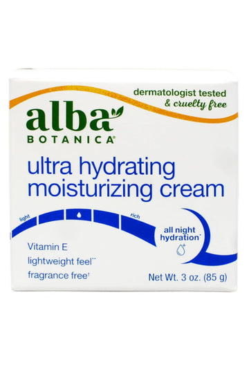 Alba Botanica Ultra Hydrating Moisturizing Cream, with Vitamin E, Fragrance Free, 3 Oz (Packaging may vary)