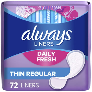 Always Thin No Feel Protection Daily Liners Regular Absorbency Unscented, 72 Ct