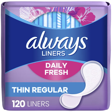 Always Thin No Feel Protection Daily Liners, Regular, Unscented, 120 Count