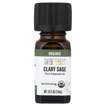 Aura Cacia Organic Essential Oil, Clary Sage, 0.25 Fl Oz