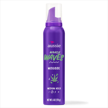 Aussie Miracle Waves Soft Wave Mousse with Hemp Seed Oil, Paraben Free, Sulfate Free, Unisex 6 oz.