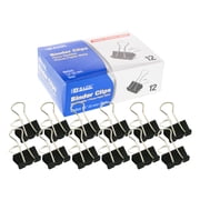BAZIC Binder Clips Medium 1 1/4" (32mm) Black, Paper Clip(12/Pack), 1-Pack