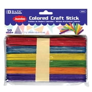 BAZIC Jumbo Craft Sticks Colored Wood, Large Non Toxic Stick, 50-Count