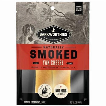 Barkworthies USA Hickory Smoked Yak Cheese - Large 2 Count (Pack of 1) - All-Natural, Smoky Aroma, Great for Large Breeds