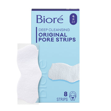 Bior Deep Cleansing Pore Strips, Original, Blackhead Remover Strips for Skin Care, Oil Free, 8 Ct