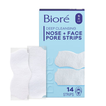 Biore Nose and Face Deep Cleansing Pore Strips, Blackhead Remover, 7 Nose and 7 Face Strips