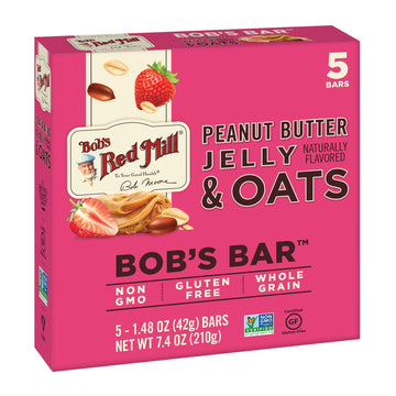 Bob's Red Mill Peanut Butter Jelly & Oats Bob's Bar (Box of 5) - Breakfast Energy Snack Bar