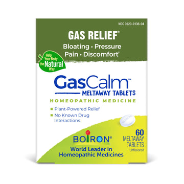 Boiron GasCalm Tablets, Homeopathic Medicine for Gas Relief, Bloating, Pressure, Pain, Discomfort, 60 Meltaway Tablets