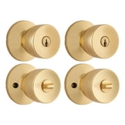 Brinks, Keyed Entry Doorknob, Tulip Style, Polished Brass Finish, Twin Pack