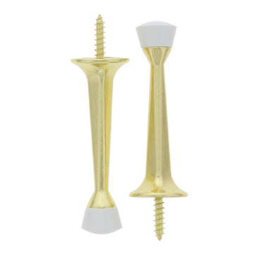 Bulldog Hardware Screw-in Solid Doorstop, Brass Plated, 2 Pack