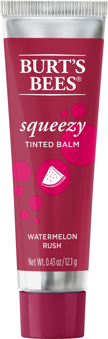 Burt's Bees 100% Natural  Squeezy Tinted Lip Balm with Beeswax, Watermelon Rush, 1 Tube