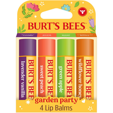 Burts Bees Garden Party Moisturizing Lip Balm 4-Pack, 0.15 Ounce Tubes