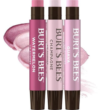 Burts Bees Lip Shimmer Collections 3 Tubes. Guava Watermelon Champagne, 3 Shades; Value Pack, 3 Tubes x 0.09 Oz