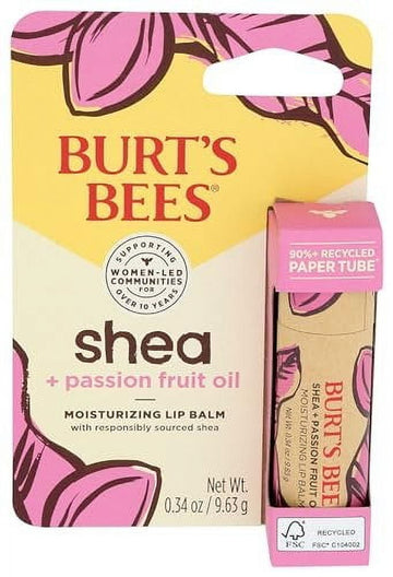 Burt's Bees Shea Passion Fruit Paper Tube Moisturizing Lip Balm in Blister Box 0.34 oz Lip Balm
