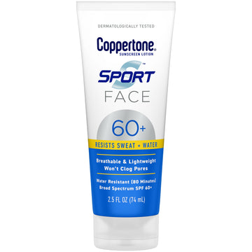 Coppertone Sport Face Sunscreen Lotion, SPF 60+, 2.5 fl oz Tube