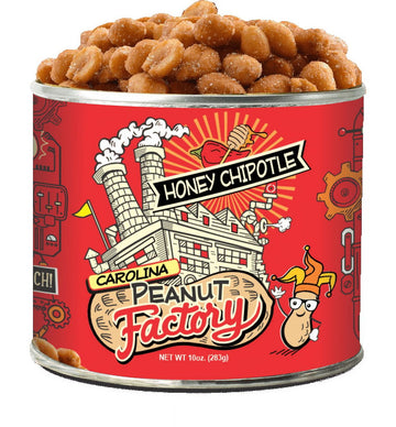 Carolina Peanut Factory | Flavorful Gourmet Peanuts Hand-Roasted in Small Batches | Irresistibly Real Crunch Flavored Nuts Packed into Every Can | Honey Chipotle Peanuts (10 oz)