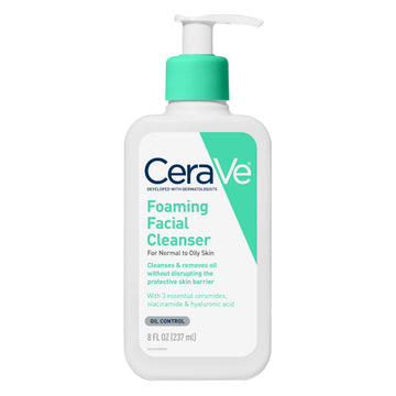 CeraVe Skin Care Gel Foaming Facial Cleanser Ceramides Non-Drying for Normal to Oily Skin, 8 fl oz