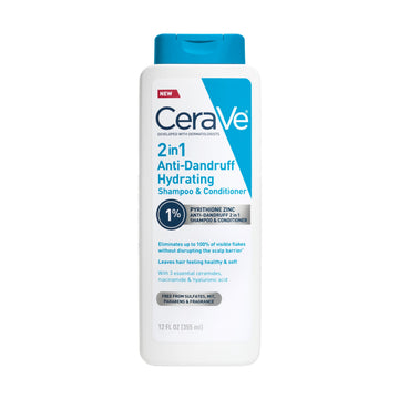 CeraVe Hydrating Anti-Dandruff 2in1 Shampoo & Conditioner for Flakey Itchy Scalp, 12 fl oz