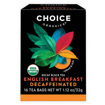 Choice Organics Tea, Black Tea Bags, Decaf English Breakfast, 16 Ct Tea Bags