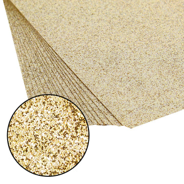 CraftyBook Glitter Cardstock Set - 15 Sheets of Gold 12x12in Craft Glitter Paper