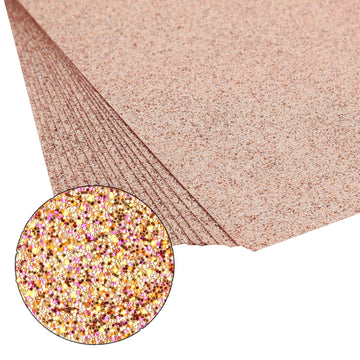 CraftyBook Glitter Cardstock Set - 15 Sheets of Rose Gold 12x12in Glitter Paper