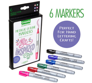 Crayola Signature Metallic Permanent Marker, Assorted Colors, Child, 6 Count