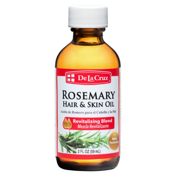 De La Cruz Rosemary Hair & Skin Oil - Revitalizing Moisturizer, Natural Blend with Castor Oil - 2 fl oz