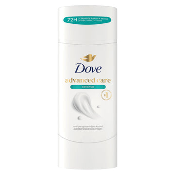 Dove Advanced Care Antiperspirant Deodorant Stick for Helping Repair Skin Barrier After Shaving, Sensitive with 72-Hour Sweat & Odor Protection, 2.6 oz