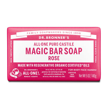 Dr. Bronner's Magic Bar Soap  Rose - Pure-Castile Soap - 5 oz - for face, body, hands