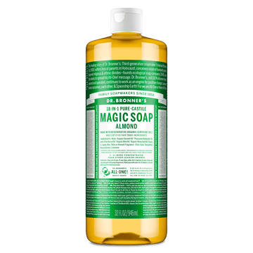 Dr. Bronner's Magic Soap - Almond - Pure-Castile Liquid Soap - 32 oz  for face, body wash, hands