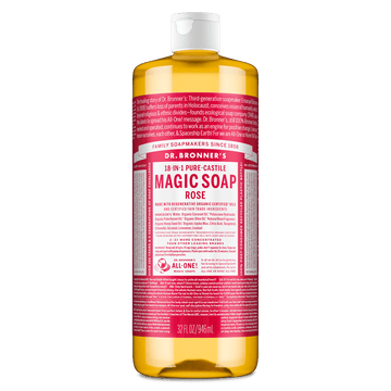 Dr. Bronner's Magic Soap - Rose - Pure-Castile Liquid Soap - 32 fl oz  for face, body wash, hands