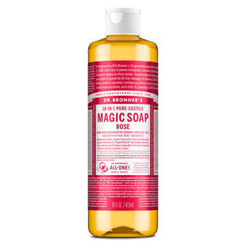 Dr. Bronner's Magic Soap - Rose - Pure-Castile Liquid Soap - 16 oz - for face, body wash, hands