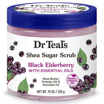 Dr Teal's Shea Sugar Body Scrub with Black Elderberry, 19 oz.