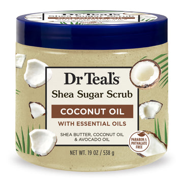 Dr Teal's Shea Sugar Body Scrub with Coconut Oil and Essential Oils, 19 oz